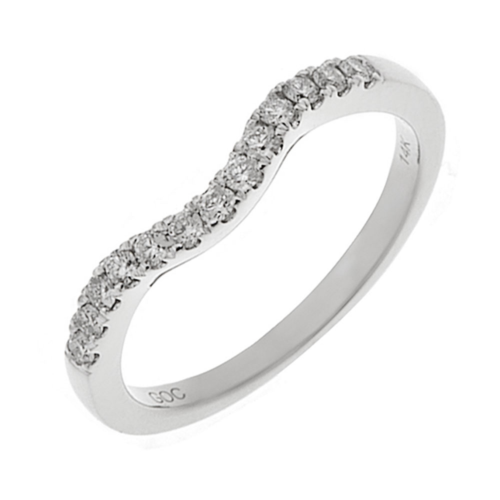 14K WG 1/4 ct. tw. Diamond Contour Wedding Band