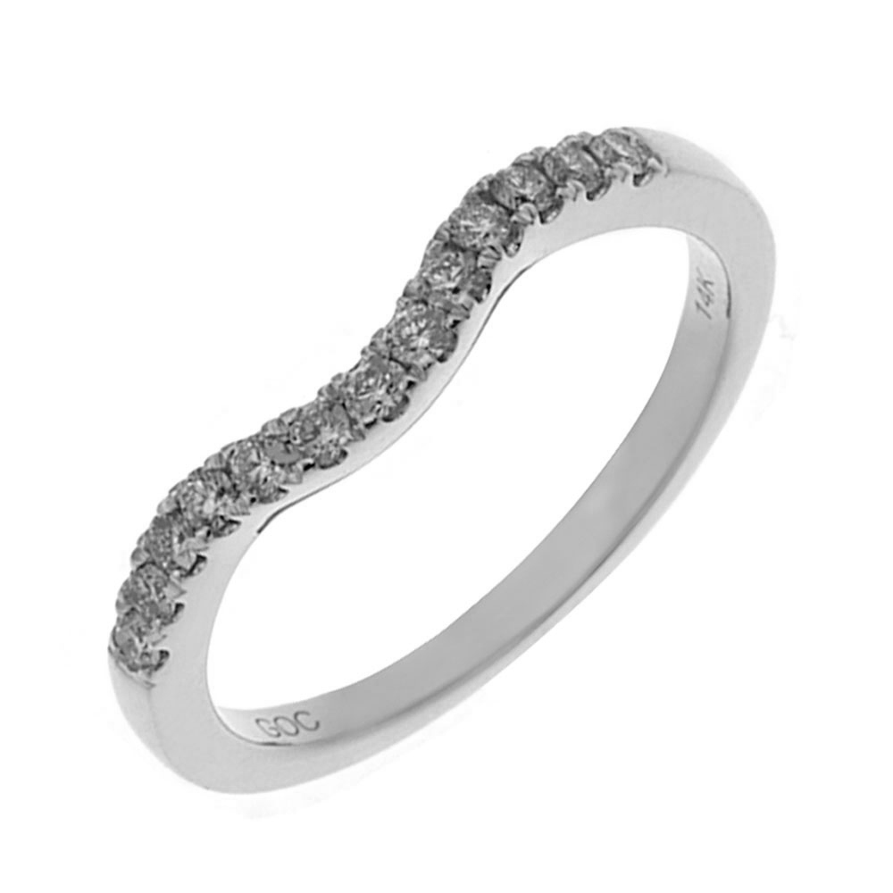14K WG 1/5 ct. tw. Diamond Contour Wedding Band