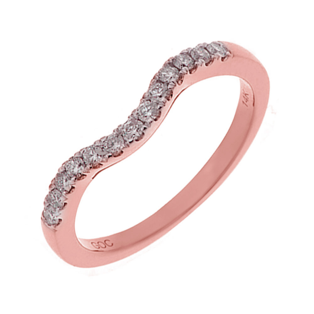 14K RG 1/4 ct. tw. Diamond Contour Wedding Band