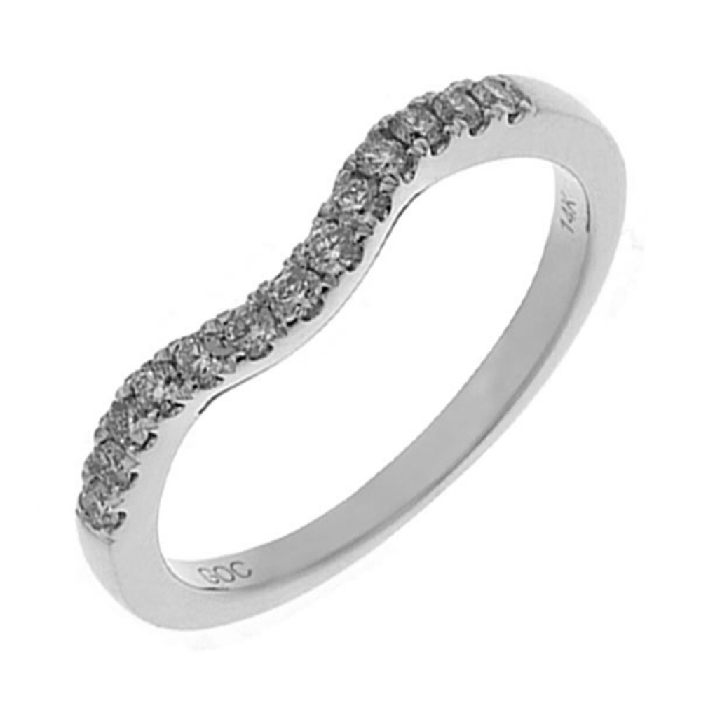 14K WG 1/4 ct. tw. Diamond Contour Wedding Band