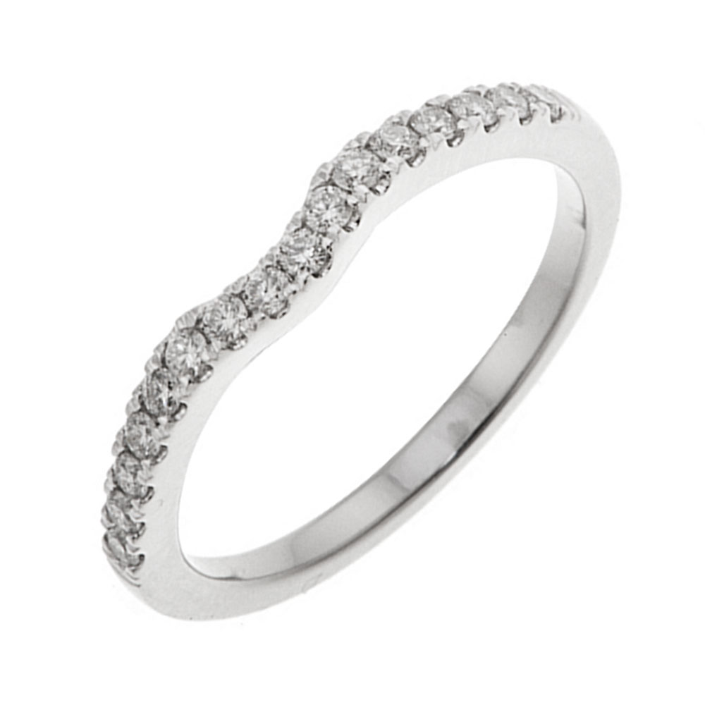 14K WG 1/4 ct. tw. Diamond Contour Wedding Band