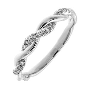 14K WG 1/10 ct. tw. Diamond Twist Wedding Band