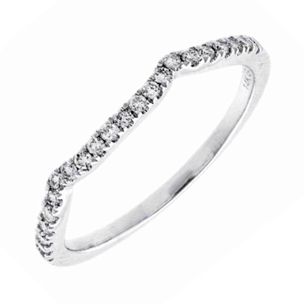 14K WG 1/5 ct. tw. Diamond Contour Wedding Band