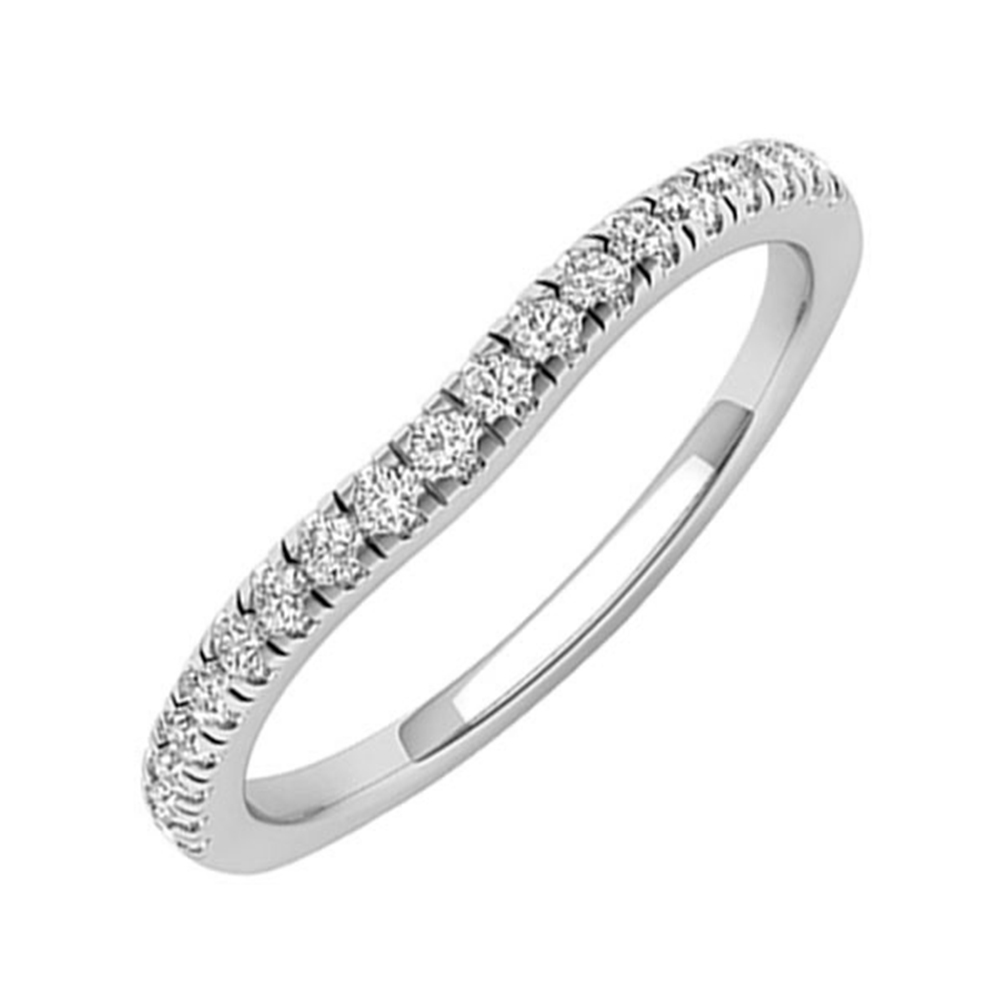 14K WG 1/7 ct. tw. Diamond Contour Wedding Band