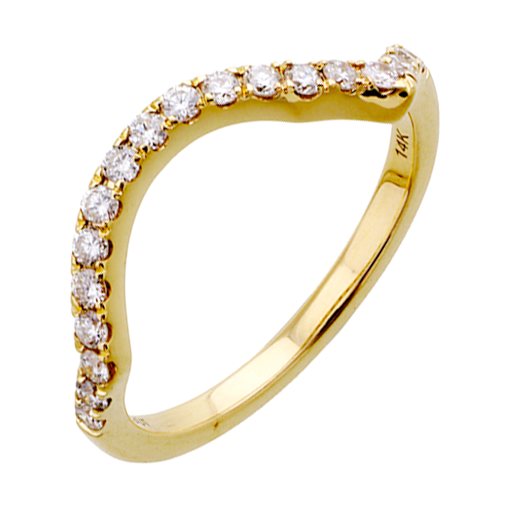 14K YG 1/5 ct. tw. Diamond Contour Wedding Band