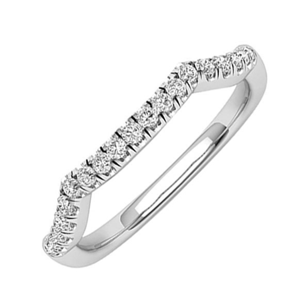 14K WG 1/8 ct. tw. Diamond Contour Wedding Band