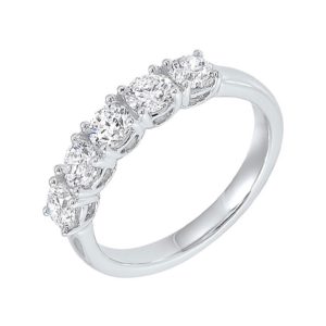 14K WG 1/2 ct. tw. Diamond Five Stone Anniversary Wedding Band
