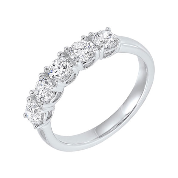 14K WG 1/2 ct. tw. Diamond Five Stone Anniversary Wedding Band