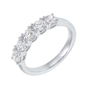 14K WG 3/4 ct. tw. Diamond Five Stone Anniversary Wedding Band