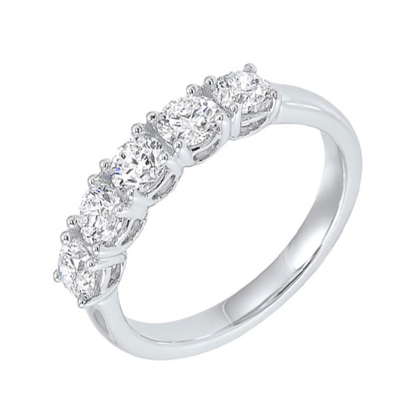 14K WG 3/4 ct. tw. Diamond Five Stone Anniversary Wedding Band