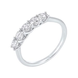 14K WG 1 ct. tw. Diamond Five Stone Anniversary Wedding Band