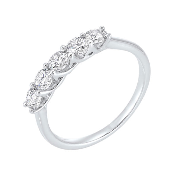 14K WG 1 ct. tw. Diamond Five Stone Anniversary Wedding Band