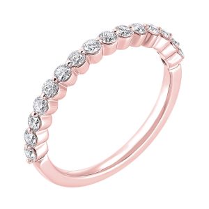 14K RG 1 ct. tw. Diamond Half Eternity Single Prong Wedding Band