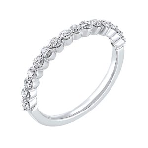 14K WG 1 ct. tw. Diamond Half Eternity Single Prong Wedding Band