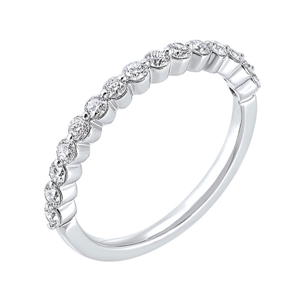 14K WG 1 ct. tw. Diamond Half Eternity Single Prong Wedding Band