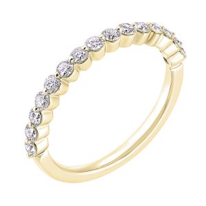 14K YG 1 ct. tw. Diamond Half Eternity Single Prong Wedding Band