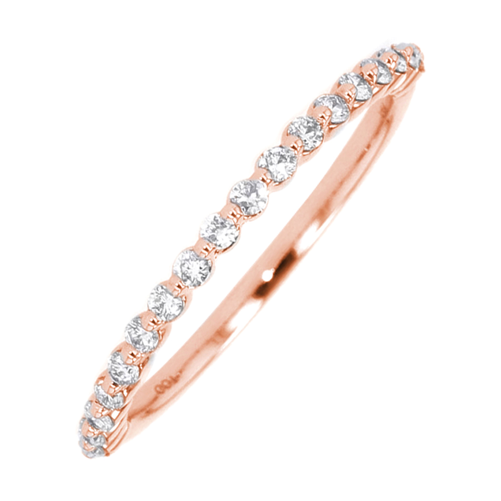 14K RG 1/4 ct. tw. Diamond Half Eternity Single Prong Wedding Band