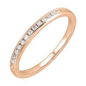 14K RG 1/10 ct. tw. Diamond Twelve Stone Channel Set Wedding Band