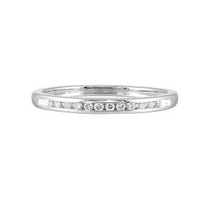 14K WG 1/10 ct. tw. Diamond Twelve Stone Channel Set Wedding Band