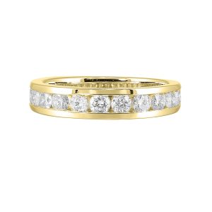 14K YG 1 ct. tw. Diamond Twelve Stone Eternity Channel Set Wedding Band