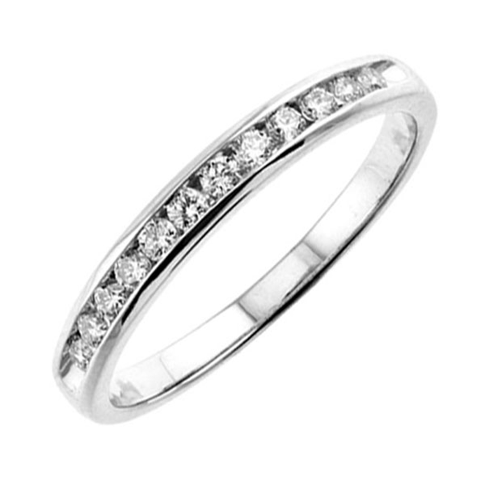 14K WG 1/5 ct. tw. Diamond Twelve Stone Channel Set Wedding Band