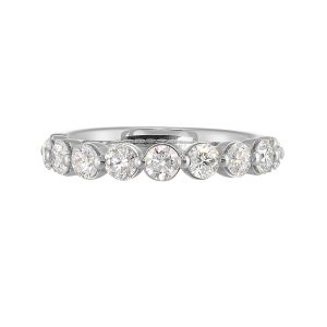 14K WG 1 ct. tw. Diamond Nine Stone Anniversary Wedding Band