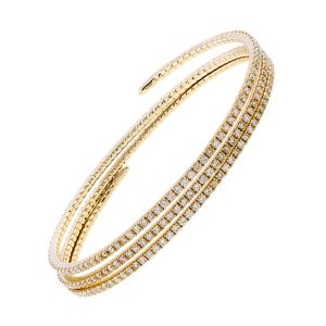 14K YG 4 7/8 ct. tw. Diamond Multi Row Wrap Flex Bangle