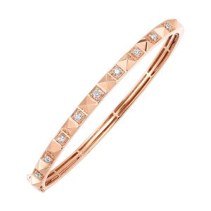 14K RG 3/8 ct. tw. Alternating Diamond and Pyramid Bangle