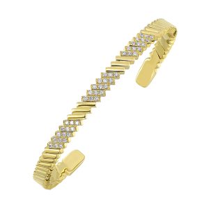 14K YG 1/2 ct. tw. Diamond Cuff Bangle