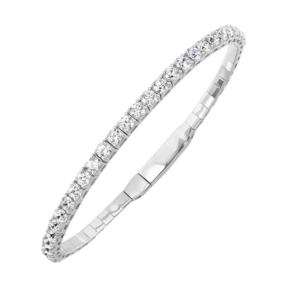 14K WG 3 ct. tw. Diamond Four Prong Flex Bangle Bracelet