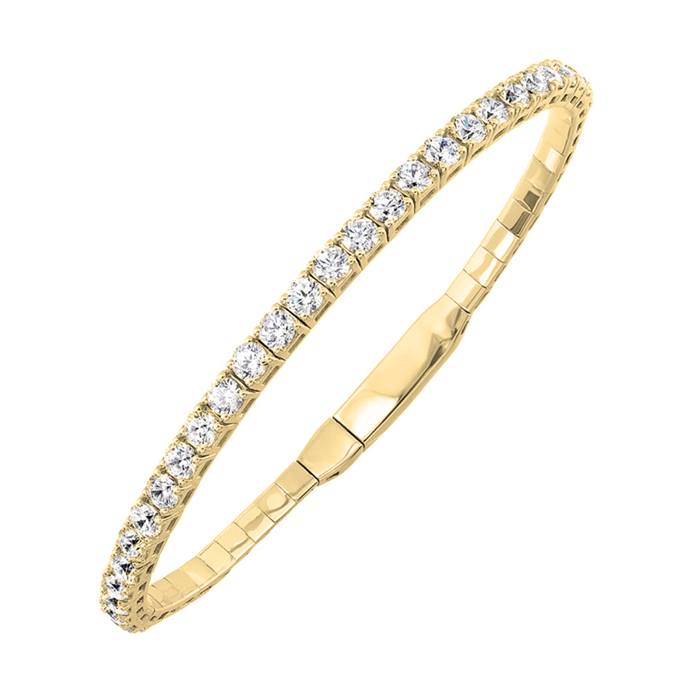 14K YG 3 ct. tw. Diamond Four Prong Flex Bangle Bracelet