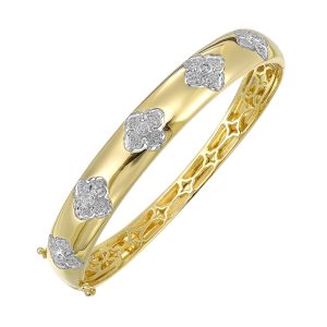 14K WYG 1/2 ct. tw. Diamond Mixed Metal Clover Bangle