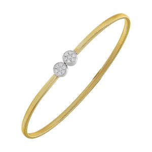 14K WYG 1/6 ct. tw. Diamond Mixed Metal Composite Flex Bangle