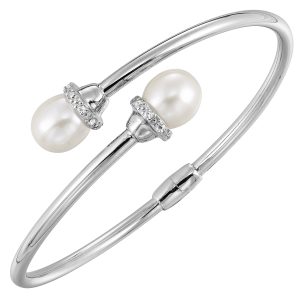 Silver Pearl Bypass Flex Bangle