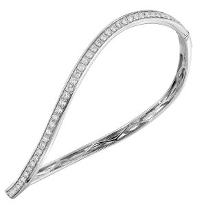 14K WG 3/4 ct. tw. Diamond Wave Bangle