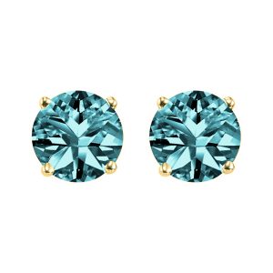 10K YG 1/4 ct. tw. Blue Diamond Four Prong Solitaire Stud Earring