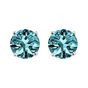 10K WG 1/2 ct. tw. Blue Diamond Four Prong Solitaire Stud Earring