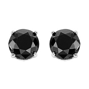 10K WG 3/4 ct. tw. Black Diamond Four Prong Solitaire Stud Earring