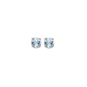 14K WG 1/2 ct. tw. Aquamarine Four Prong Solitaire Stud Earring