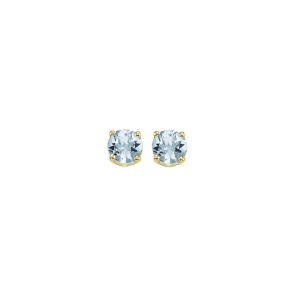14K YG 1/2 ct. tw. Aquamarine Four Prong Solitaire Stud Earring