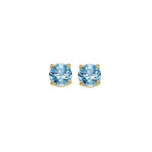 14K YG 1/2 ct. tw. Blue Topaz Four Prong Solitaire Stud Earring