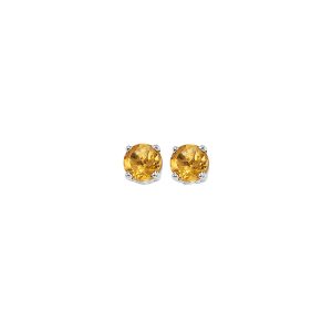 14K WG 1/2 ct. tw. Citrine Four Prong Solitaire Stud Earring