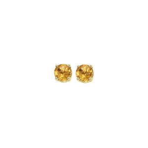 14K YG 1/2 ct. tw. Citrine Four Prong Solitaire Stud Earring