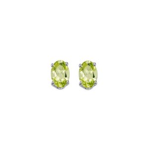 14K WG 1/2 ct. tw. Oval Peridot Four Prong Solitaire Stud Earring