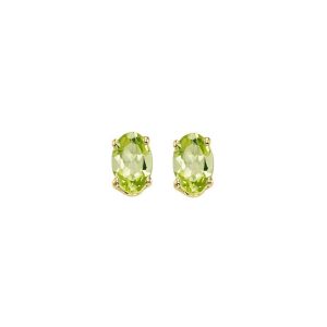 14K YG 1/2 ct. tw. Oval Peridot Four Prong Solitaire Stud Earring