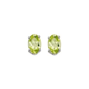 14K WG 1 ct. tw. Oval Peridot Four Prong Solitaire Stud Earring