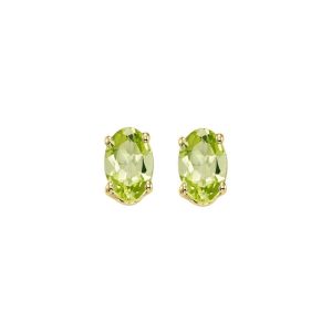14K YG 1 ct. tw. Oval Peridot Four Prong Solitaire Stud Earring