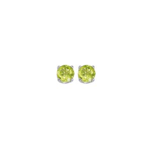 14K WG 1/2 ct. tw. Peridot Four Prong Solitaire Stud Earring