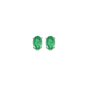 14K WG 1/2 ct. tw. Oval Cut Emerald Four Prong Solitaire Stud Earring