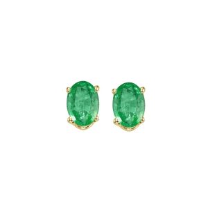 14K YG 1 ct. tw. Oval Cut Emerald Four Prong Solitaire Stud Earring